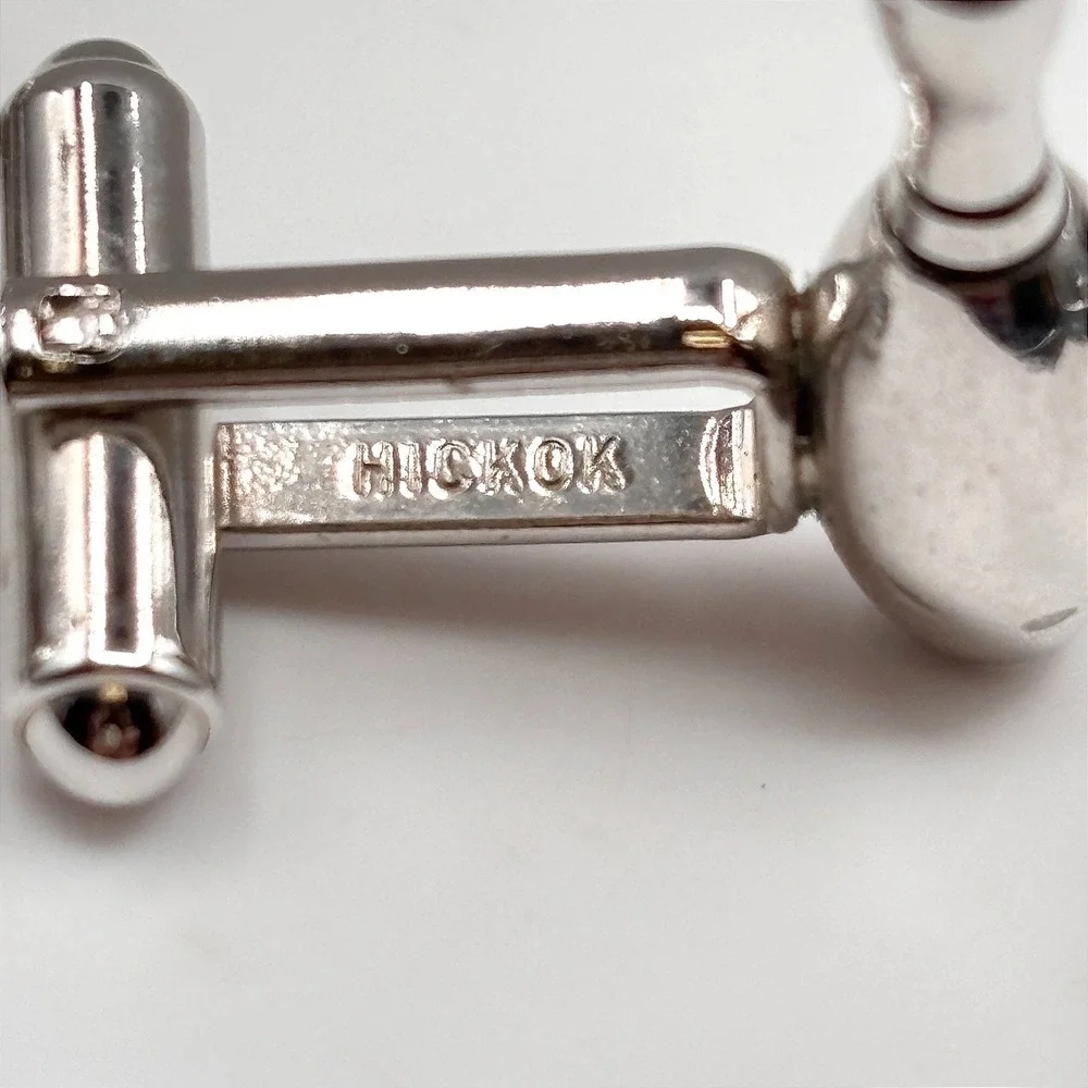 Vintage HICKOK Bowling Pin‎ Cufflinks Silver Tone Novelty Sports Men's U.S.A.